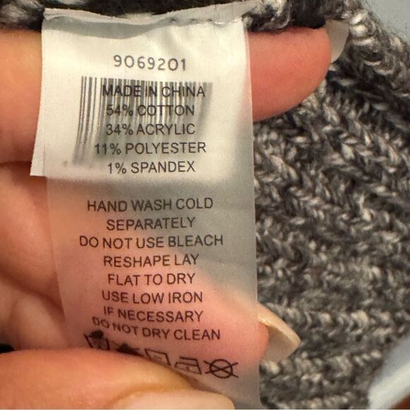 Vince Camuto Womens Sweater Size Small Open Front Cardigan Black Gray Fair Isle - Picture 6 of 7